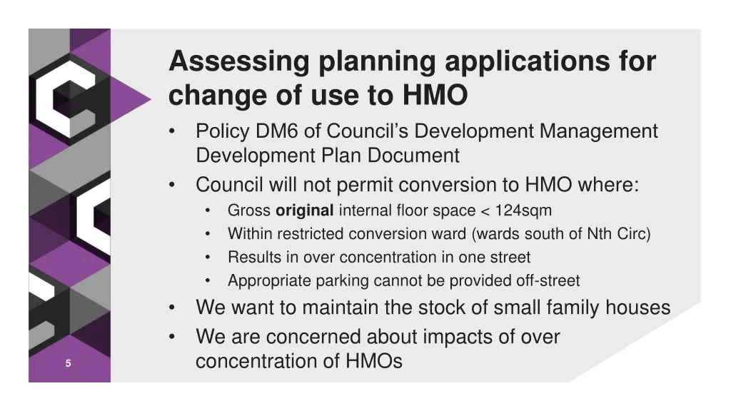 assessing planning applications for change