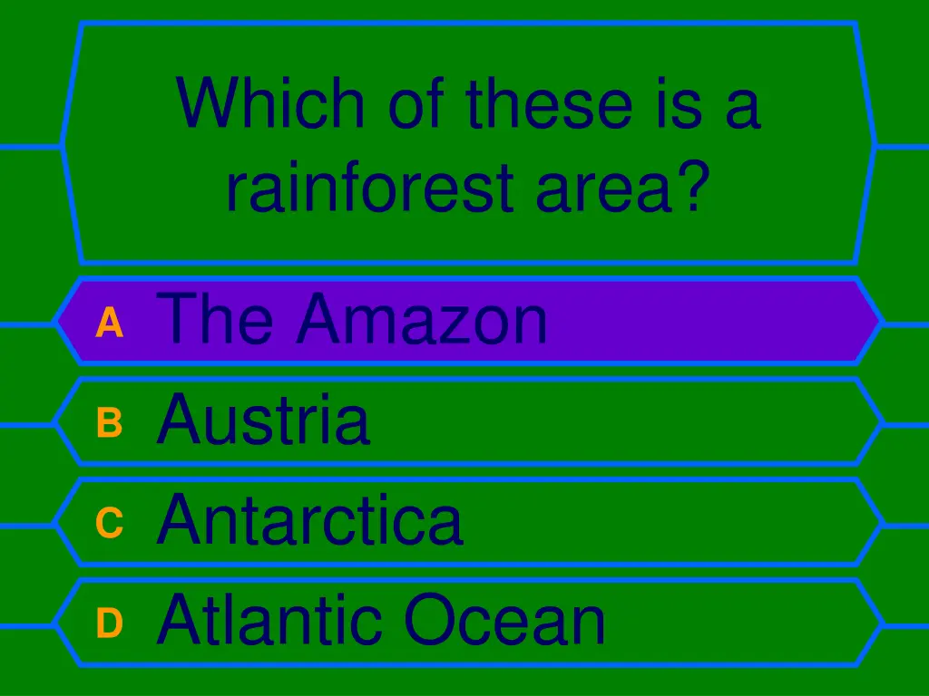 which of these is a rainforest area 1