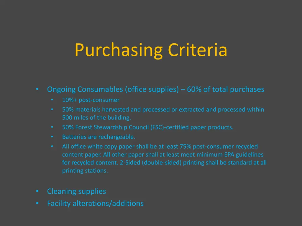 purchasing criteria 1