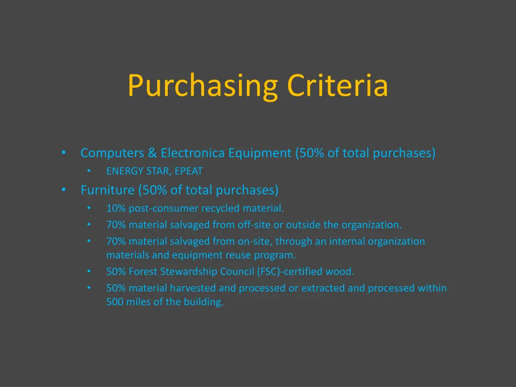 purchasing criteria