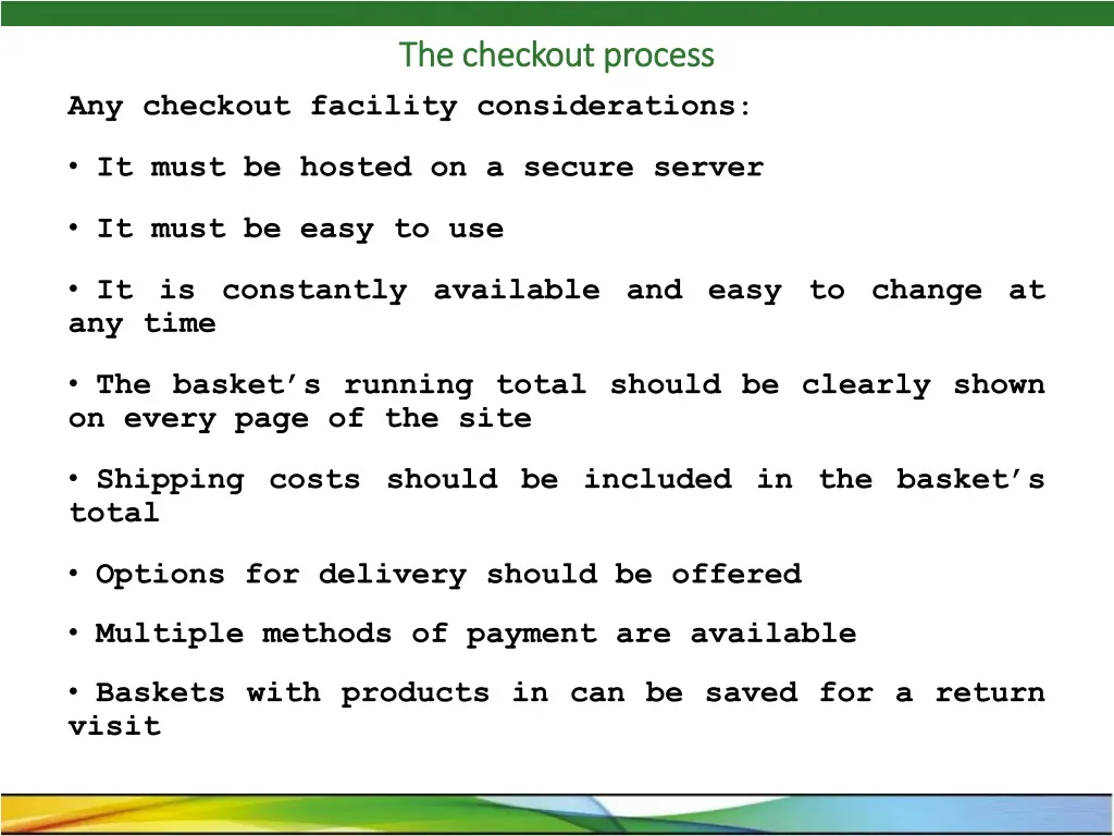 the checkout process the checkout process