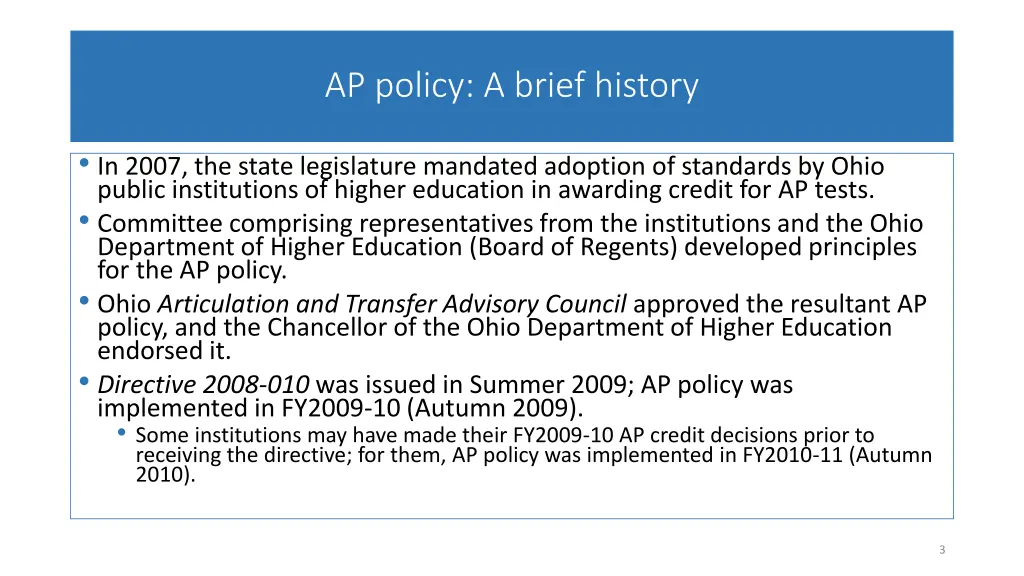 ap policy a brief history