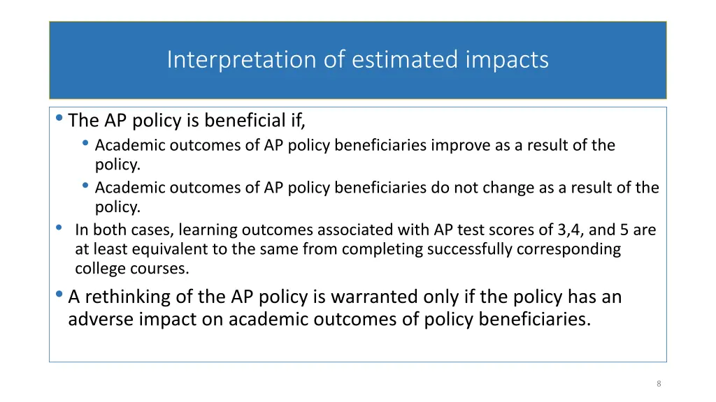 interpretation of estimated impacts