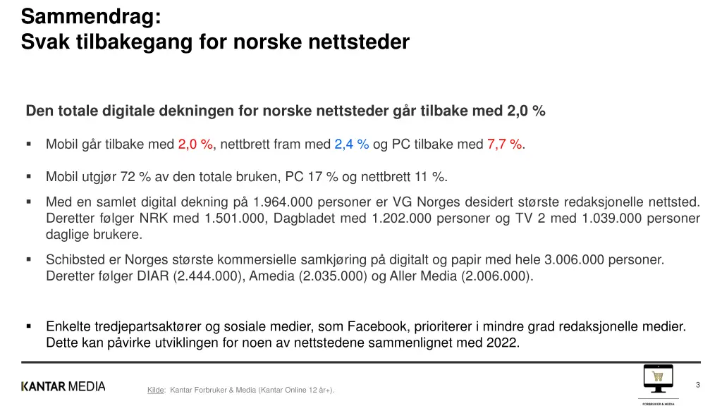 sammendrag svak tilbakegang for norske nettsteder