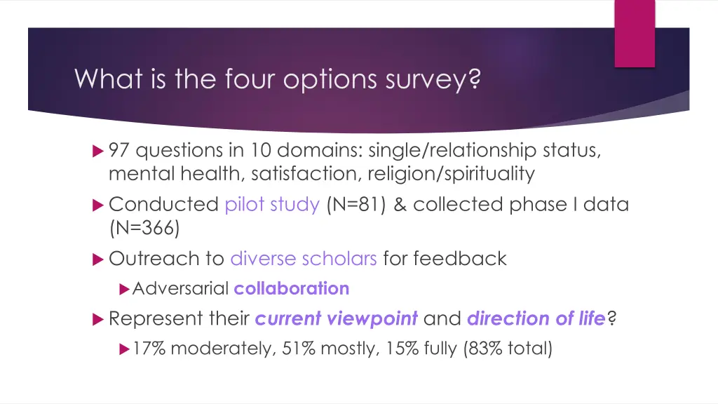 what is the four options survey