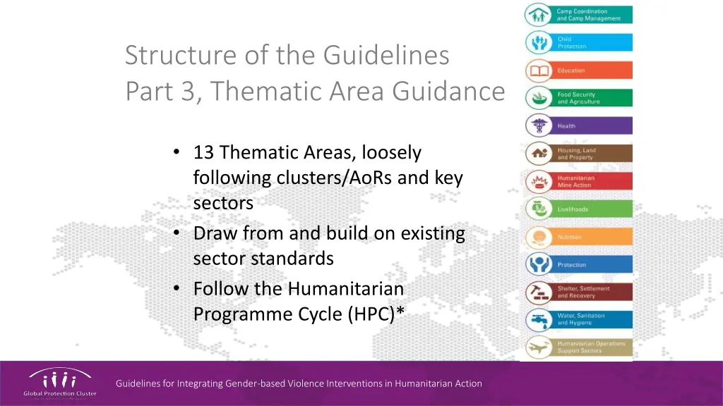 structure of the guidelines part 3 thematic area