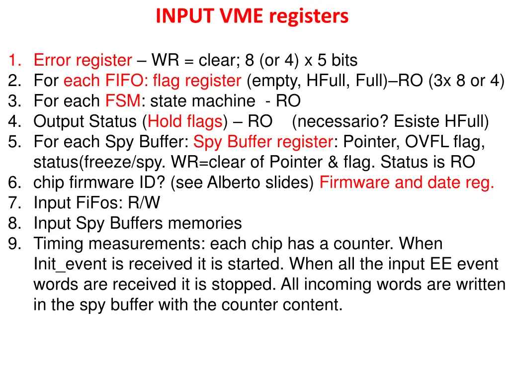 input vme registers