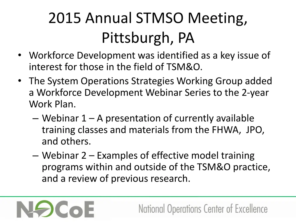 2015 annual stmso meeting pittsburgh pa workforce