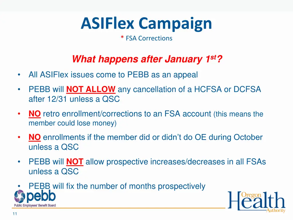 asiflex campaign fsa corrections