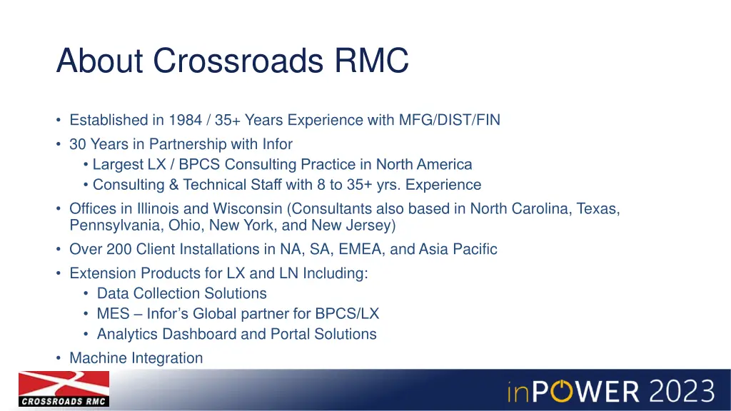 about crossroads rmc