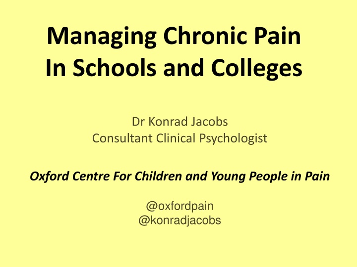 managing chronic pain in schools and colleges