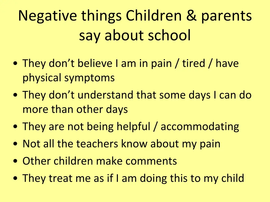 negative things children parents say about school