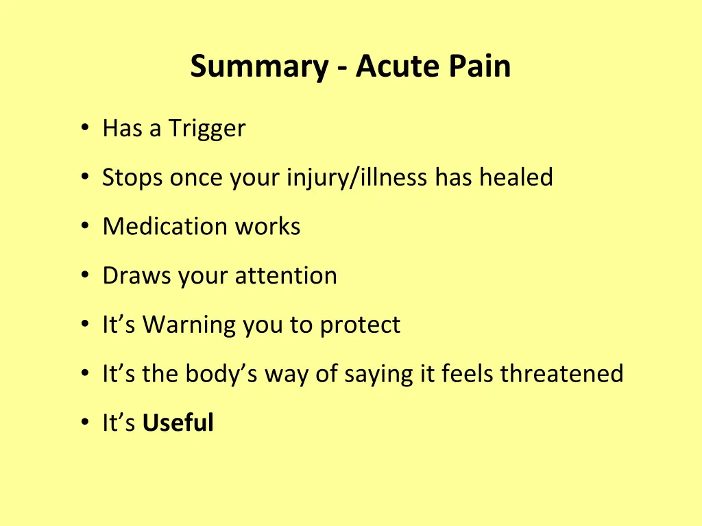 summary acute pain