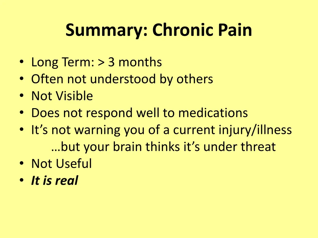 summary chronic pain