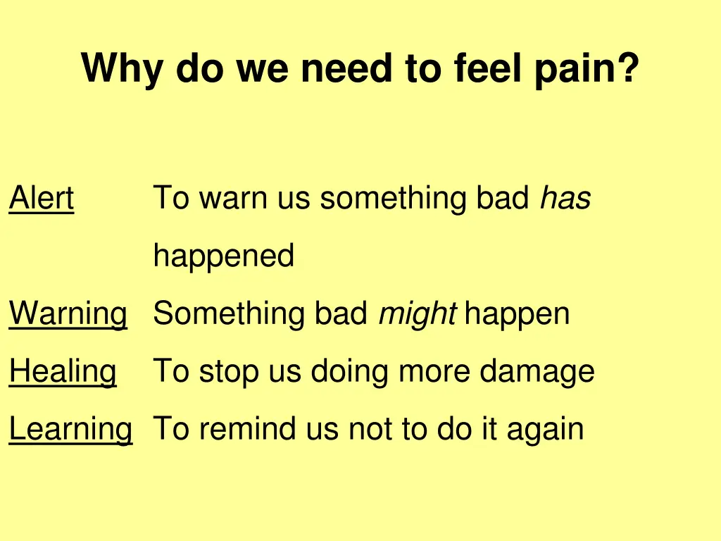 why do we need to feel pain