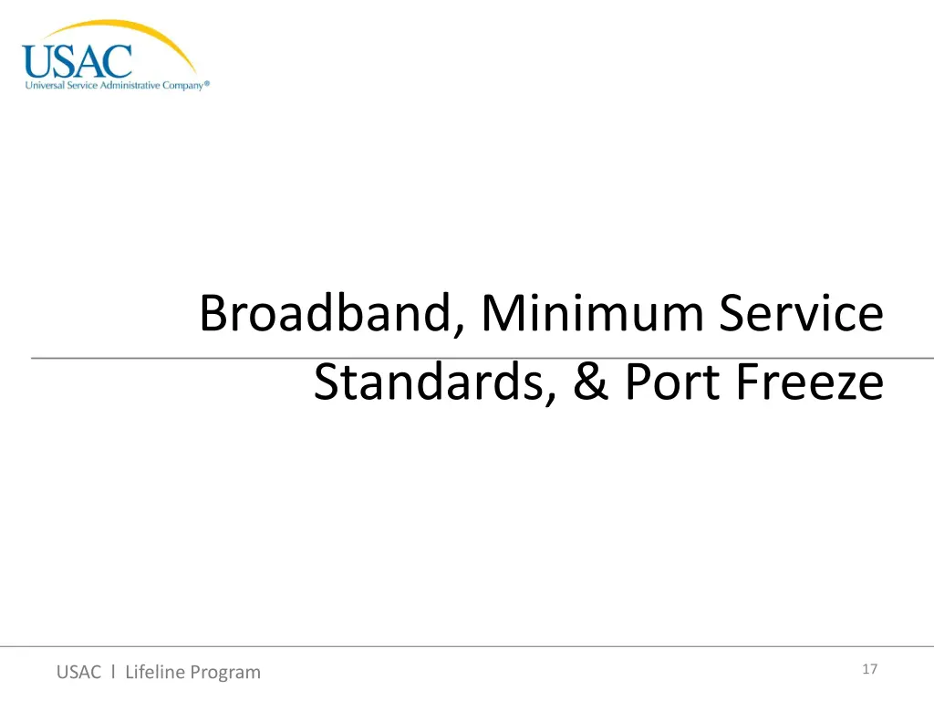 broadband minimum service standards port freeze