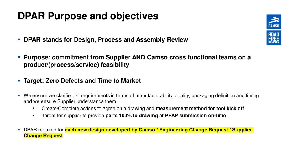 dpar purpose and objectives