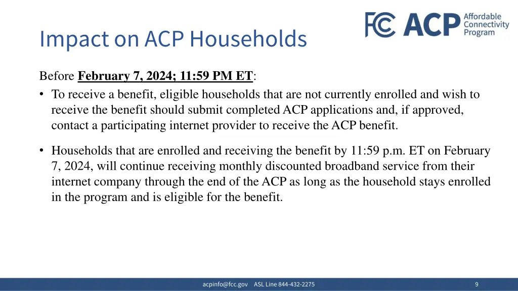 impact on acp households