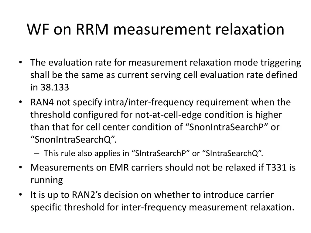 wf on rrm measurement relaxation 2