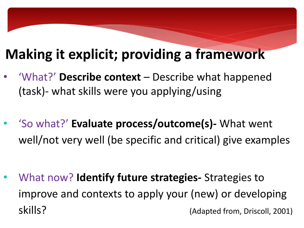 making it explicit providing a framework