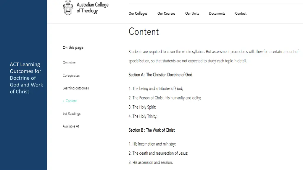 act learning outcomes for doctrine