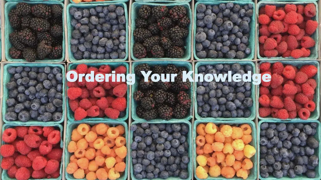 ordering your knowledge ordering your knowledge