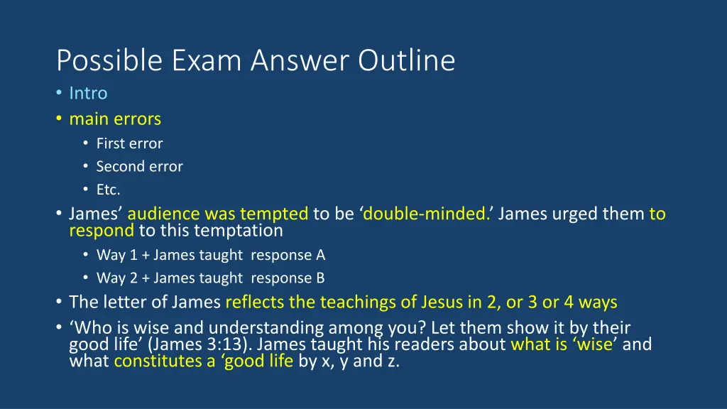 possible exam answer outline intro main errors