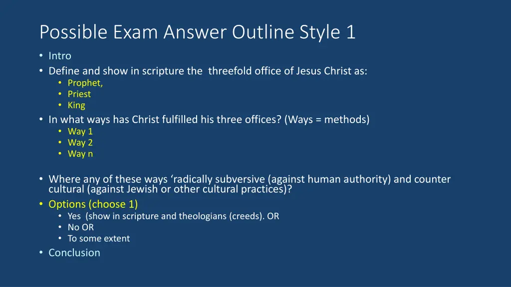 possible exam answer outline style 1 intro define