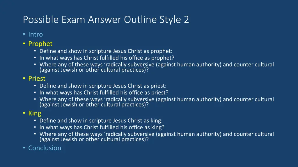 possible exam answer outline style 2