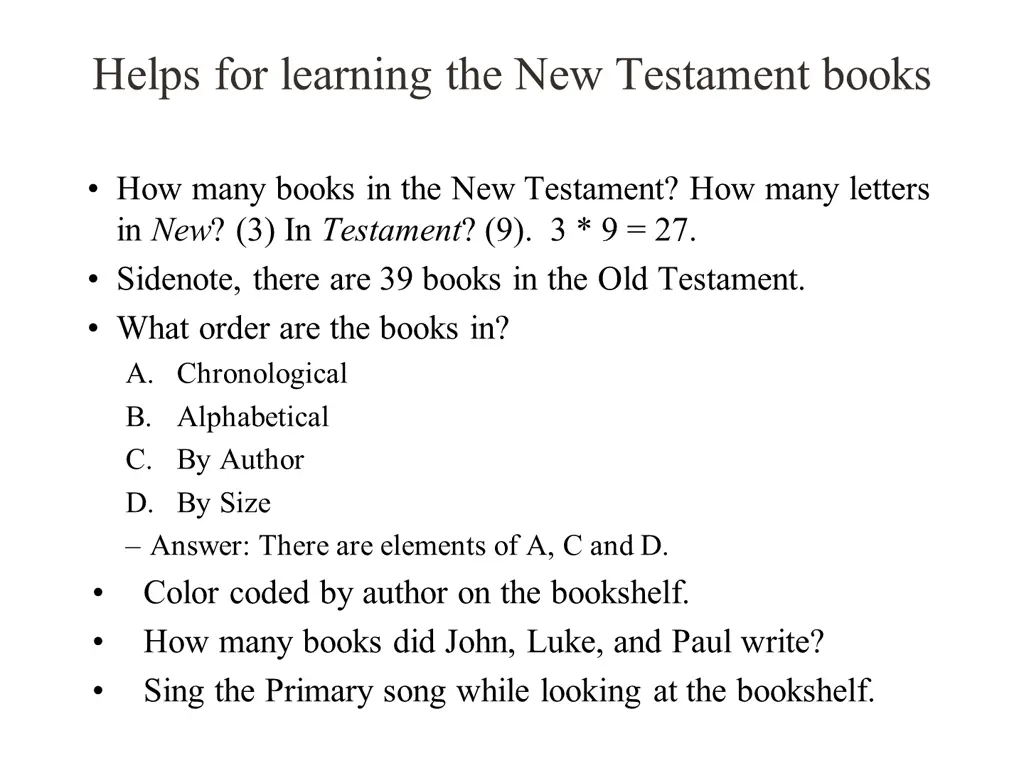 helps for learning the new testament books