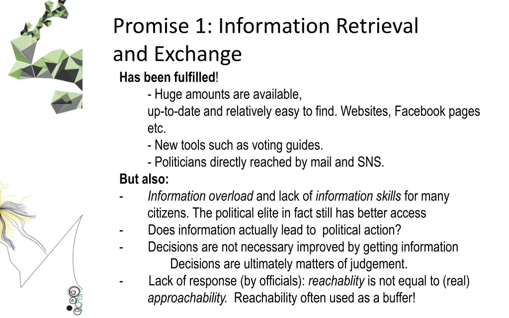 promise 1 information retrieval and exchange