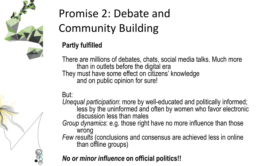 promise 2 debate and community building