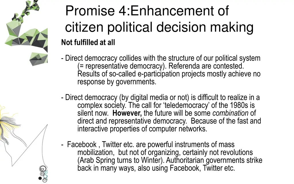 promise 4 enhancement of citizen political