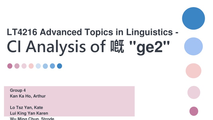 lt4216 advanced topics in linguistics ci analysis