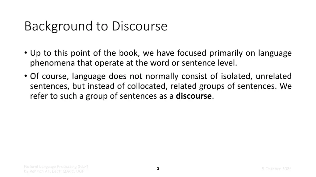 background to discourse