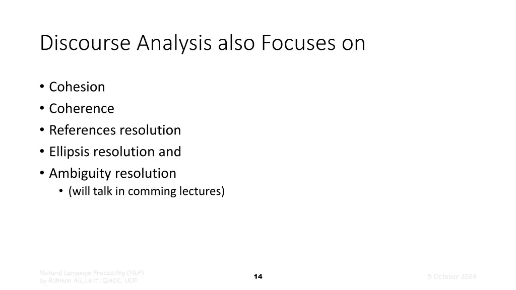 discourse analysis also focuses on