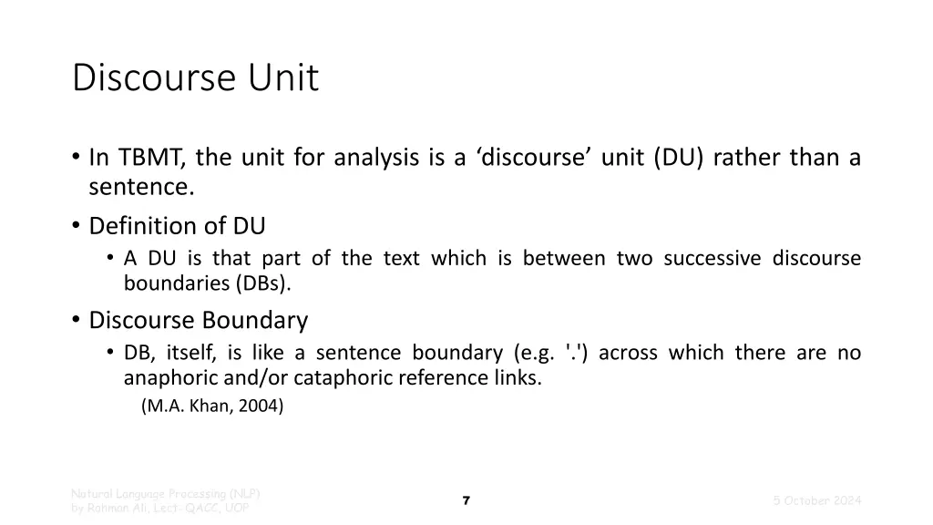 discourse unit