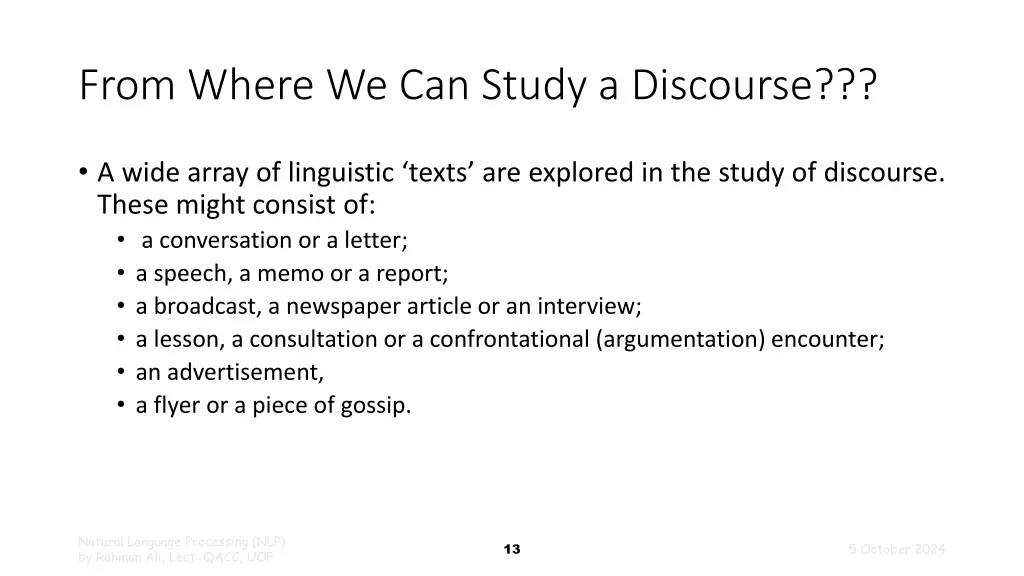 from where we can study a discourse