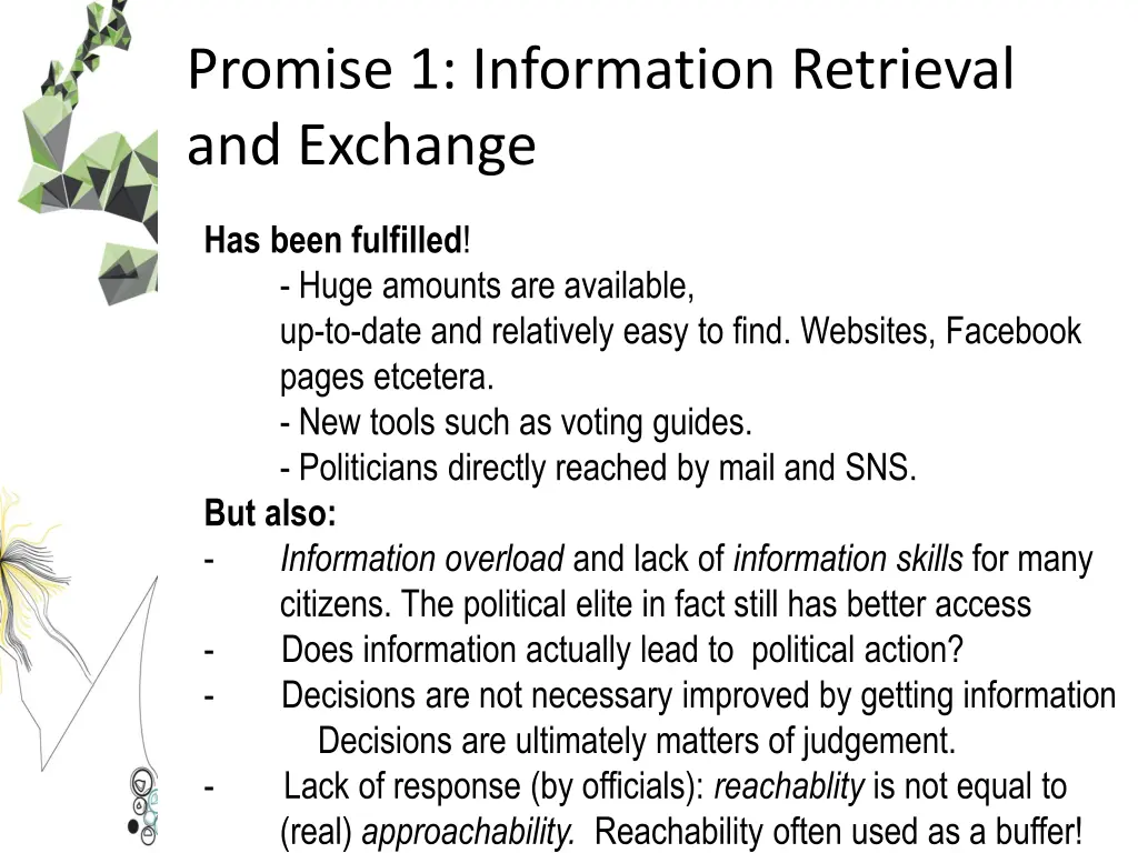 promise 1 information retrieval and exchange