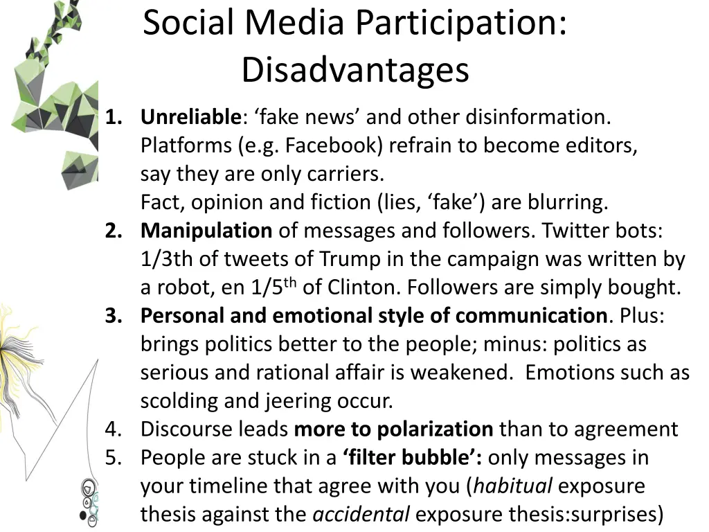 social media participation disadvantages