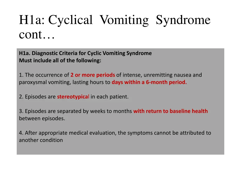 h1a cyclical vomiting syndrome cont