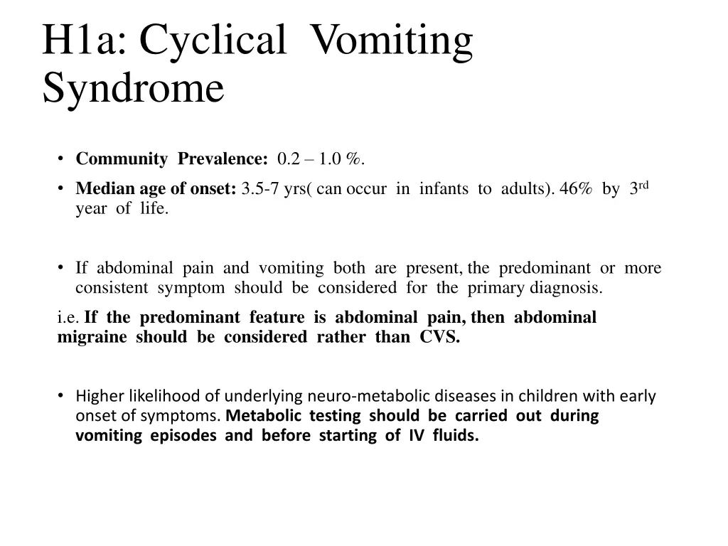 h1a cyclical vomiting syndrome