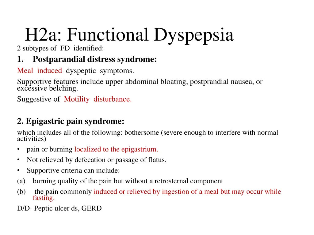 h2a functional dyspepsia 2 subtypes