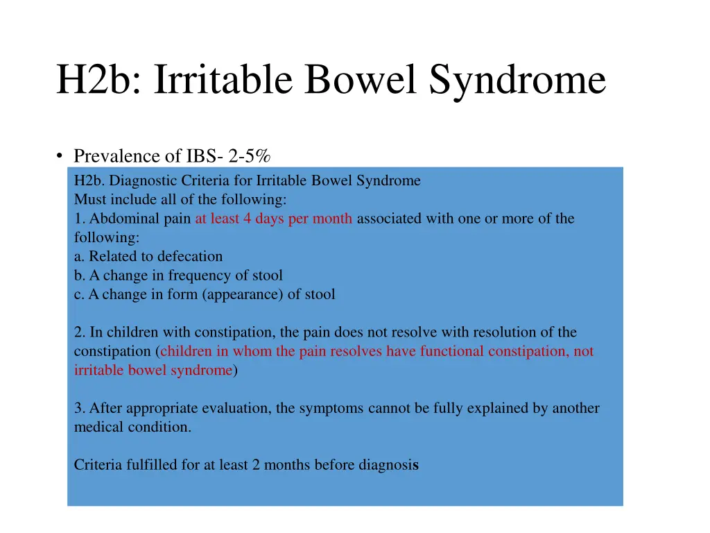 h2b irritable bowel syndrome