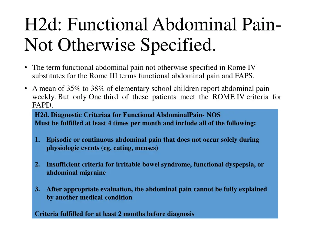 h2d functional abdominal pain not otherwise