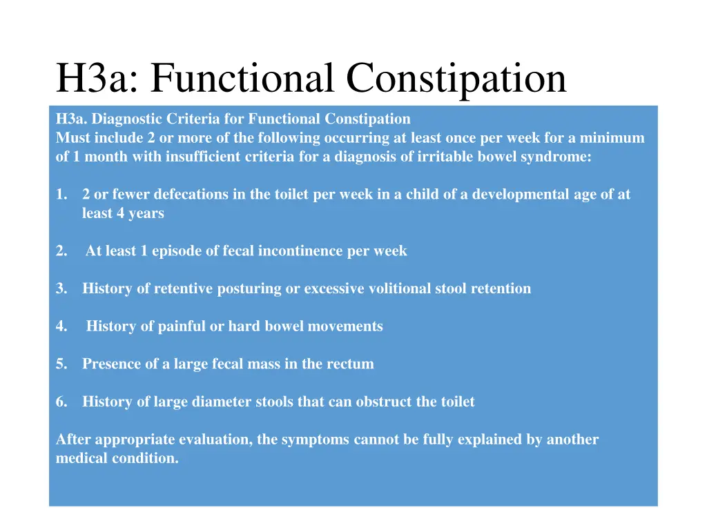 h3a functional constipation h3a diagnostic