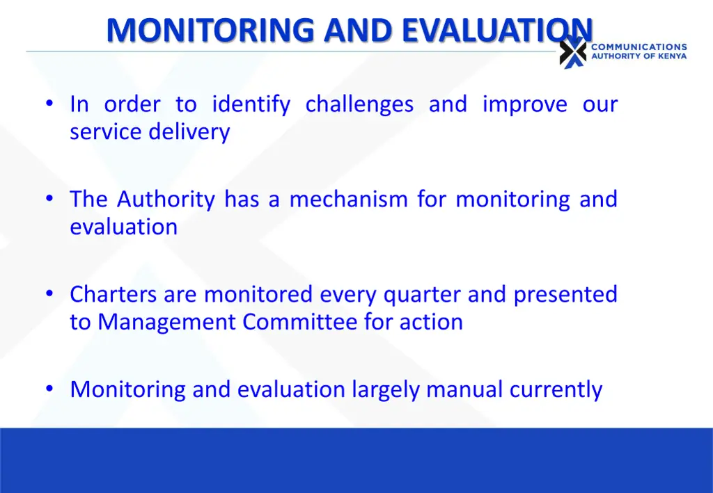 monitoring and evaluation