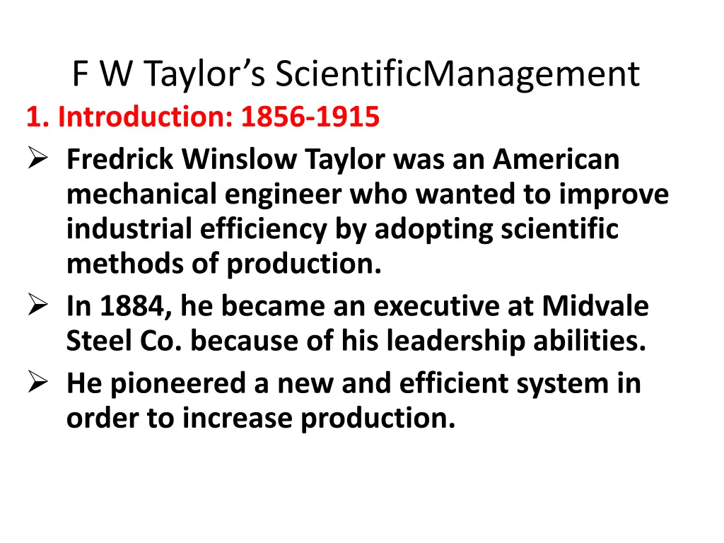 f w taylor s scientificmanagement 1 introduction