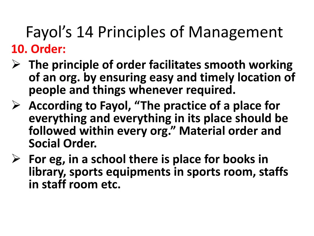 fayol s 14 principles of management 10 order