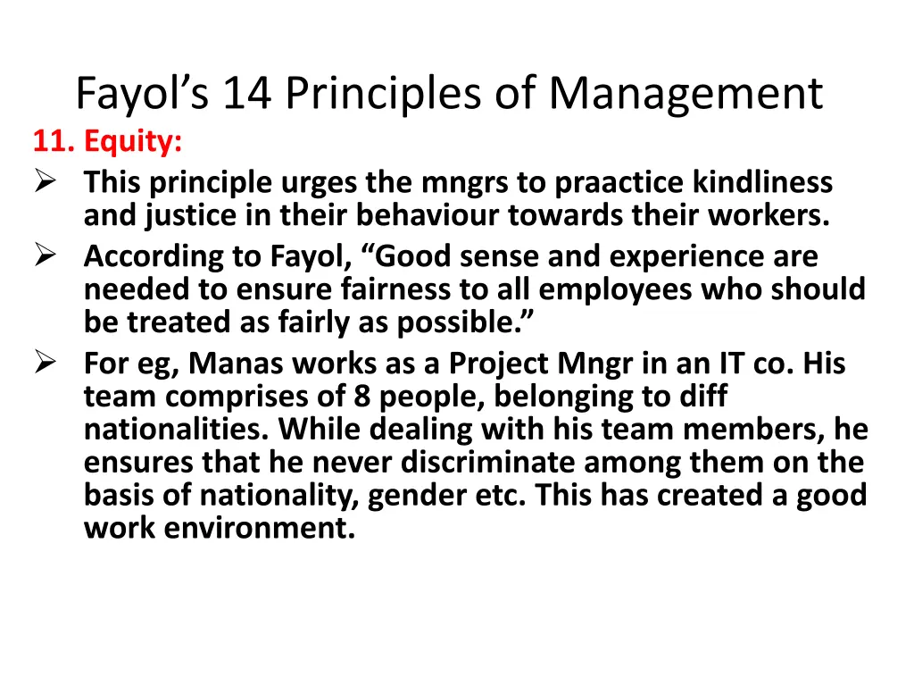 fayol s 14 principles of management 11 equity